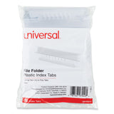 Universal® Hanging File Folder Plastic Index Tabs, 1/3-Cut, Clear, 3.7" Wide, 50/Pack (UNV43314)