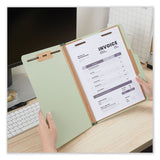 Universal® Four-Section Pressboard Classification Folders, 2" Expansion, 1 Divider, 4 Fasteners, Letter Size, Green Exterior, 10/Box (UNV10251) Each