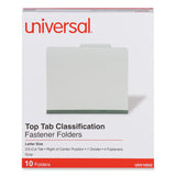 Universal® Four-Section Pressboard Classification Folders, 2" Expansion, 1 Divider, 4 Fasteners, Letter Size, Gray Exterior, 10/Box (UNV10252) Each