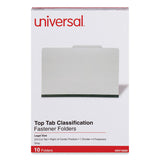 Universal® Four-Section Pressboard Classification Folders, 2" Expansion, 1 Divider, 4 Fasteners, Legal Size, Gray Exterior, 10/Box (UNV10262)