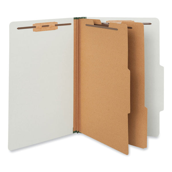 Universal® Six-Section Pressboard Classification Folders, 2" Expansion, 2 Dividers, 6 Fasteners, Legal Size, Gray Exterior, 10/Box (UNV10282)