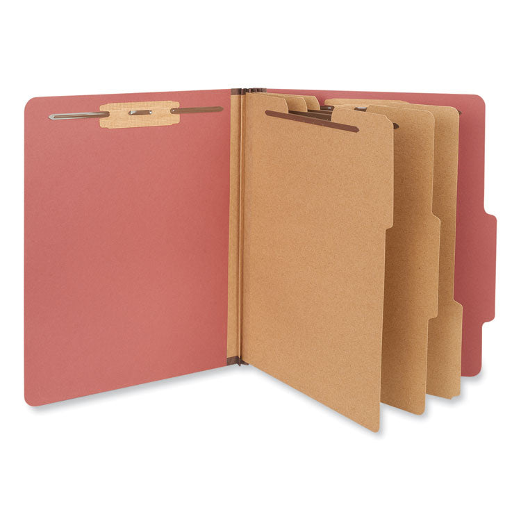 Universal® Eight-Section Pressboard Classification Folders, 3" Expansion, 3 Dividers, 8 Fasteners, Letter Size, Red Exterior, 10/Box (UNV10290) Each