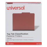 Universal® Eight-Section Pressboard Classification Folders, 3" Expansion, 3 Dividers, 8 Fasteners, Letter Size, Red Exterior, 10/Box (UNV10290) Each