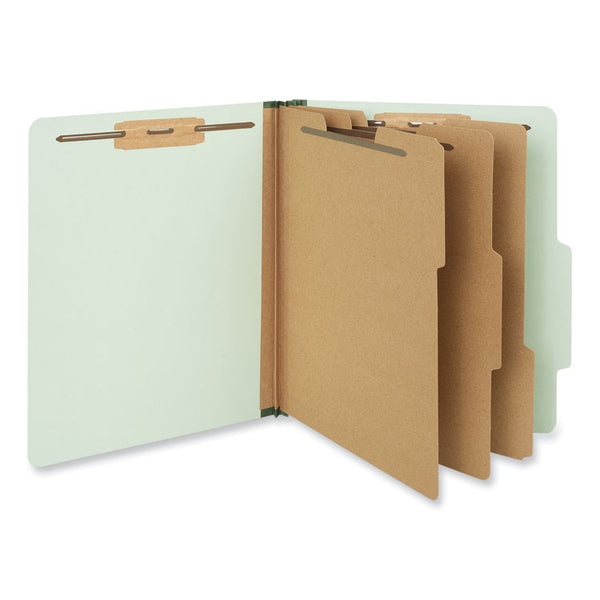 Universal® Eight-Section Pressboard Classification Folders, 3" Expansion, 3 Dividers, 8 Fasteners, Letter Size, Gray-Green, 10/Box (UNV10293)