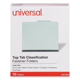 Universal® Eight-Section Pressboard Classification Folders, 3" Expansion, 3 Dividers, 8 Fasteners, Letter Size, Gray-Green, 10/Box (UNV10293) Each