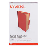 Universal® Eight-Section Pressboard Classification Folders, 3" Expansion, 3 Dividers, 8 Fasteners, Legal Size, Red Exterior, 10/Box (UNV10295) Each