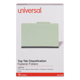 Universal® Eight-Section Pressboard Classification Folders, 3" Expansion, 3 Dividers, 8 Fasteners, Legal Size, Green Exterior, 10/Box (UNV10296)