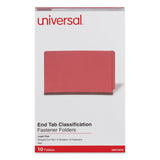 Universal® Red Pressboard End Tab Classification Folders, 2" Expansion, 2 Dividers, 6 Fasteners, Legal Size, Red Exterior, 10/Box (UNV10316) Box of 10