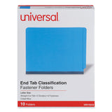 Universal® Deluxe Six-Section Pressboard End Tab Classification Folders, 2 Dividers, 6 Fasteners, Letter Size, Cobalt Blue, 10/Box (UNV10318)