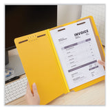 Universal® Deluxe Six-Section Pressboard End Tab Classification Folders, 2 Dividers, 6 Fasteners, Letter Size, Yellow, 10/Box (UNV10319)