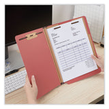 Universal® Deluxe Six-Section Pressboard End Tab Classification Folders, 2 Dividers, 6 Fasteners, Letter Size, Bright Red, 10/Box (UNV10320)