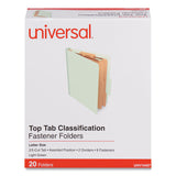 Universal® Six-Section Classification Folders, Heavy-Duty Pressboard Cover, 2 Dividers, 6 Fasteners, Letter Size, Light Green, 20/Box (UNV10407) Box of 20
