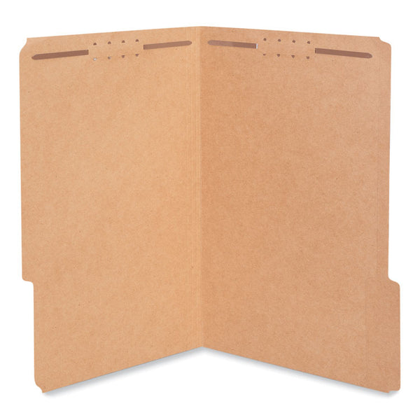 Universal® Reinforced Top Tab Fastener Folders, 0.75" Expansion, 2 Fasteners, Legal Size, Brown Kraft Exterior, 50/Box (UNV10412)