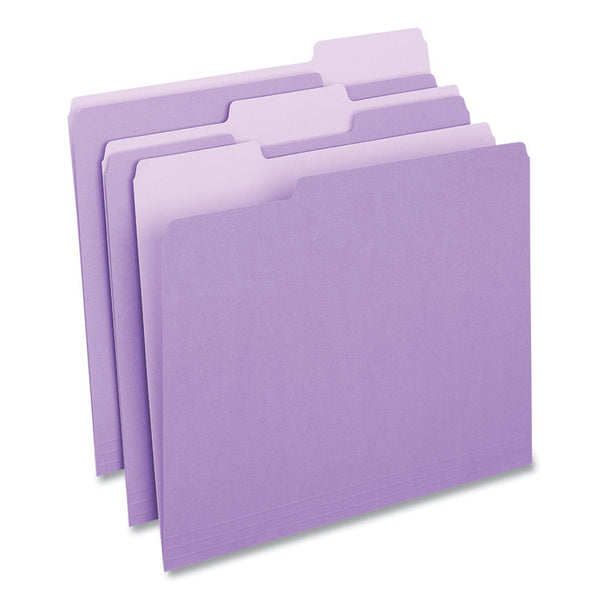 Universal® Deluxe Colored Top Tab File Folders, 1/3-Cut Tabs: Assorted, Letter Size, Violet/Light Violet, 100/Box (UNV10505)