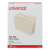 Universal® Top Tab File Folders, 1/2-Cut Tabs: Assorted, Letter Size, 0.75" Expansion, Manila, 100/Box (UNV12112)