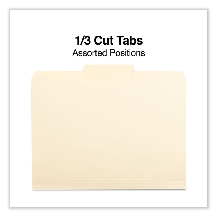 Universal® Top Tab File Folders, 1/3-Cut Tabs: Center Position, Letter Size, 0.75" Expansion, Manila, 100/Box (UNV12122) Box of 100