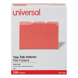 Universal® Interior File Folders, 1/3-Cut Tabs: Assorted, Letter Size, 11-pt Stock, Red, 100/Box (UNV12303) Box of 100