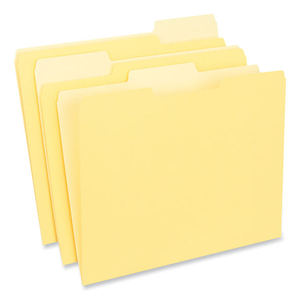 Universal® Interior File Folders, 1/3-Cut Tabs: Assorted, Letter Size, 11-pt Stock, Yellow, 100/Box (UNV12304)