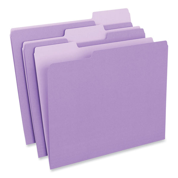 Universal® Interior File Folders, 1/3-Cut Tabs: Assorted, Letter Size, 11-pt Stock, Violet, 100/Box (UNV12305)