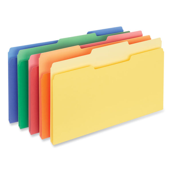 Universal® Interior File Folders, 1/3-Cut Tabs: Assorted, Letter Size, 11-pt Stock, Assorted Colors, 100/Box (UNV12306)