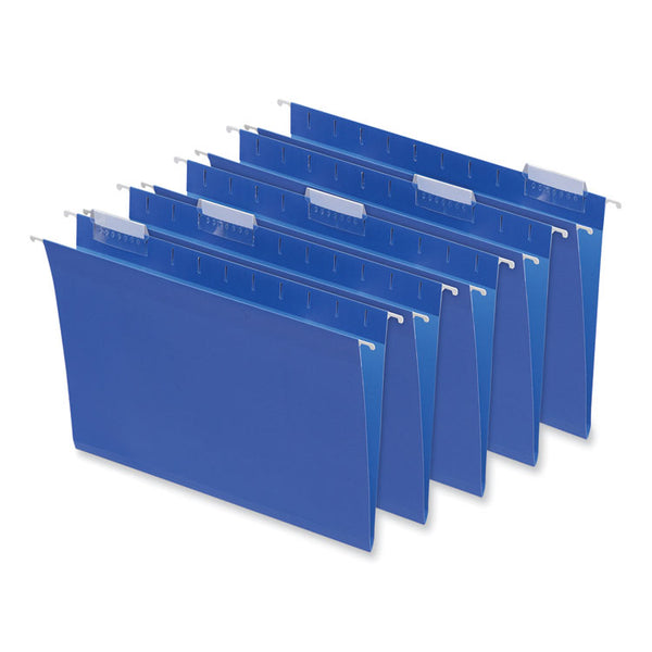 Universal® Deluxe Bright Color Hanging File Folders, Letter Size, 1/5-Cut Tabs, Blue, 25/Box (UNV14116)