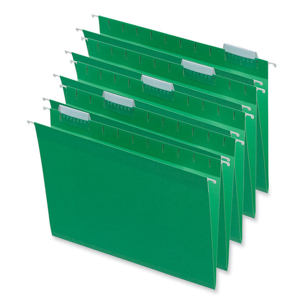 Universal® Deluxe Bright Color Hanging File Folders, Letter Size, 1/5-Cut Tabs, Bright Green, 25/Box (UNV14117)