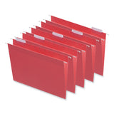 Universal® Deluxe Bright Color Hanging File Folders, Letter Size, 1/5-Cut Tabs, Red, 25/Box (UNV14118) Box of 25