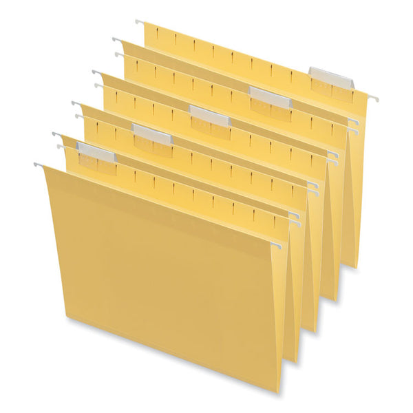 Universal® Deluxe Bright Color Hanging File Folders, Letter Size, 1/5-Cut Tabs, Yellow, 25/Box (UNV14119)