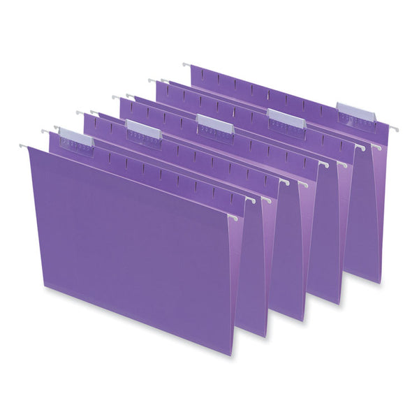 Universal® Deluxe Bright Color Hanging File Folders, Letter Size, 1/5-Cut Tabs, Violet, 25/Box (UNV14120)