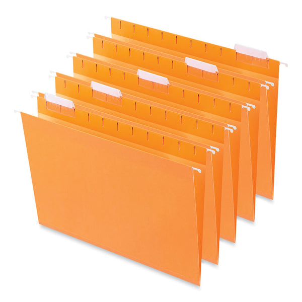 Universal® Deluxe Bright Color Hanging File Folders, Letter Size, 1/5-Cut Tabs, Orange, 25/Box (UNV14122)