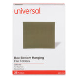 Universal® Box Bottom Hanging File Folders, 1" Capacity, Letter Size, 1/5-Cut Tabs, Standard Green, 25/Box (UNV14141)