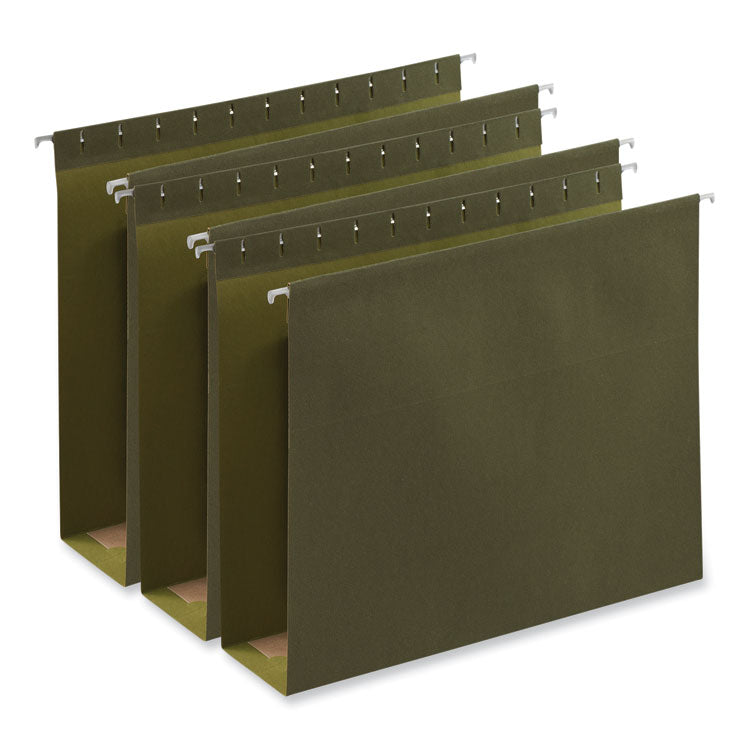 Universal® Box Bottom Hanging File Folders, 3" Capacity, Letter Size, 1/5-Cut Tabs, Standard Green, 25/Box (UNV14143)