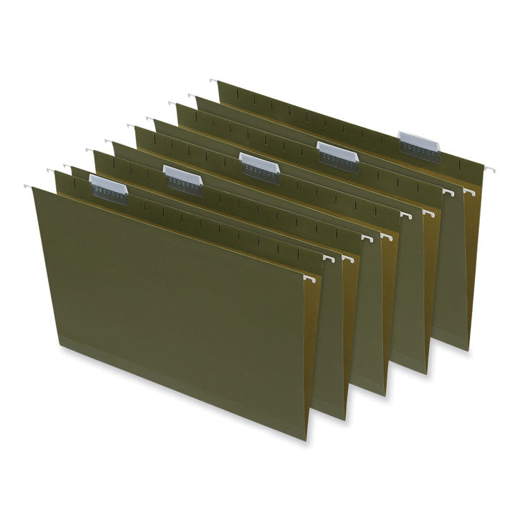 Universal® Box Bottom Hanging File Folders, 2" Capacity, Legal Size, 1/5-Cut Tabs, Standard Green, 25/Box (UNV14152)