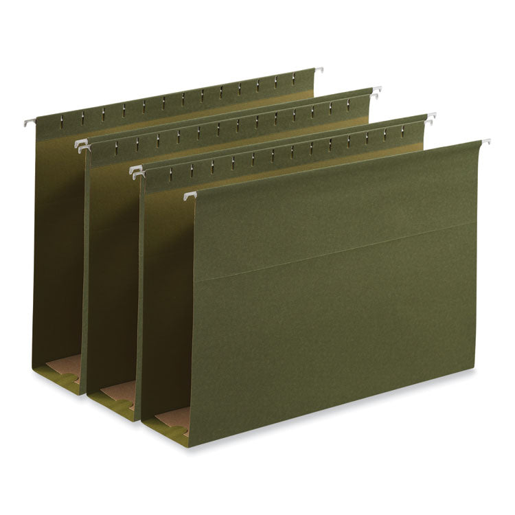 Universal® Box Bottom Hanging File Folders, 3" Capacity, Legal Size, 1/5-Cut Tabs, Standard Green, 25/Box (UNV14153) Box of 25