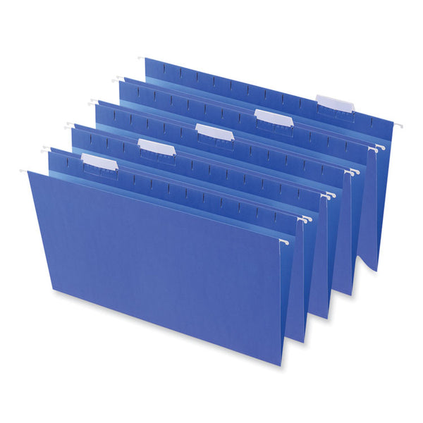 Universal® Deluxe Bright Color Hanging File Folders, Legal Size, 1/5-Cut Tabs, Blue, 25/Box (UNV14216)