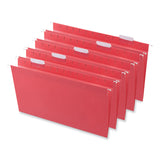 Universal® Deluxe Bright Color Hanging File Folders, Legal Size, 1/5-Cut Tabs, Red, 25/Box (UNV14218) Box of 25