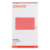 Universal® Deluxe Bright Color Hanging File Folders, Legal Size, 1/5-Cut Tabs, Red, 25/Box (UNV14218) Box of 25