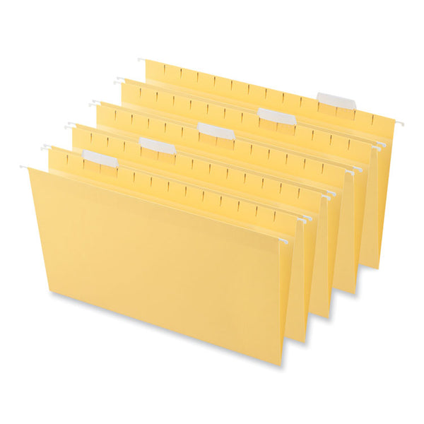 Universal® Deluxe Bright Color Hanging File Folders, Legal Size, 1/5-Cut Tabs, Yellow, 25/Box (UNV14219)