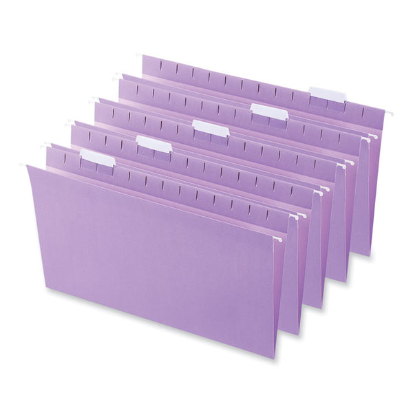 Universal® Deluxe Bright Color Hanging File Folders, Legal Size, 1/5-Cut Tabs, Violet, 25/Box (UNV14220)