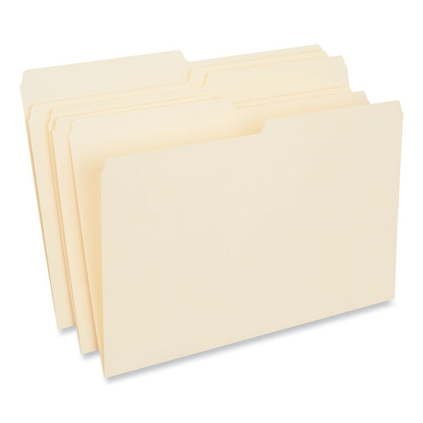 Universal® Top Tab File Folders, 1/2-Cut Tabs: Assorted, Legal Size, 0.75" Expansion, Manila, 100/Box (UNV15112)