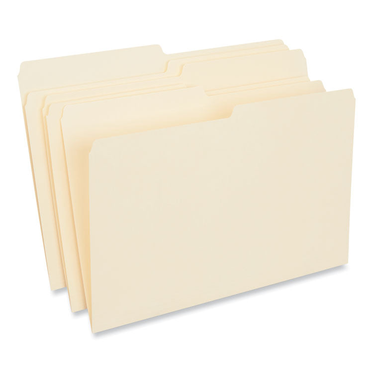 Universal® Top Tab File Folders, 1/2-Cut Tabs: Assorted, Legal Size, 0.75" Expansion, Manila, 100/Box (UNV15112) Box of 100