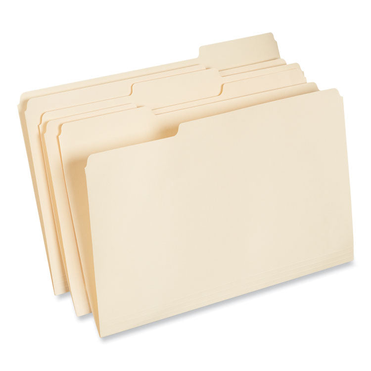 Universal® Top Tab File Folders, 1/3-Cut Tabs: Assorted, Legal Size, 0.75" Expansion, Manila, 100/Box (UNV15113)