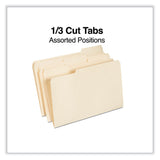 Universal® Top Tab File Folders, 1/3-Cut Tabs: Assorted, Legal Size, 0.75" Expansion, Manila, 100/Box (UNV15113)