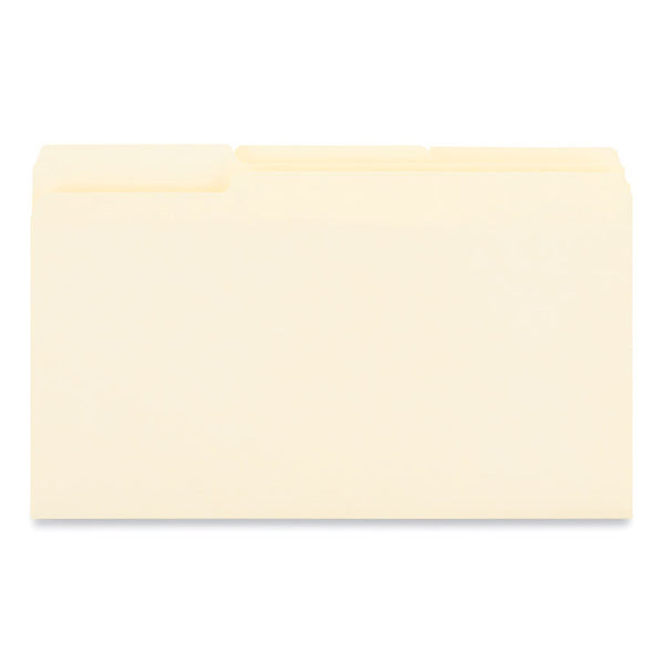 Universal® Interior File Folders, 1/3-Cut Tabs: Assorted, Legal Size, 9.5-pt Manila, 100/Box (UNV15213)