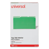 Universal® Interior File Folders, 1/3-Cut Tabs: Assorted, Legal Size, 11-pt Stock, Green, 100/Box (UNV15302) Box of 100