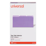 Universal® Interior File Folders, 1/3-Cut Tabs: Assorted, Legal Size, 11-pt Stock, Violet, 100/Box (UNV15305) Box of 100