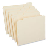 Universal® Double-Ply Top Tab Manila File Folders, 1/5-Cut Tabs: Assorted, Letter Size, 0.75" Expansion, Manila, 100/Box (UNV16115) Box of 100