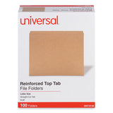 Universal® Reinforced Kraft Top Tab File Folders, Straight Tabs, Letter Size, 0.75" Expansion, Brown, 100/Box (UNV16130)