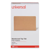 Universal® Reinforced Kraft Top Tab File Folders, Straight Tabs, Legal Size, 0.75" Expansion, Brown, 100/Box (UNV16140)