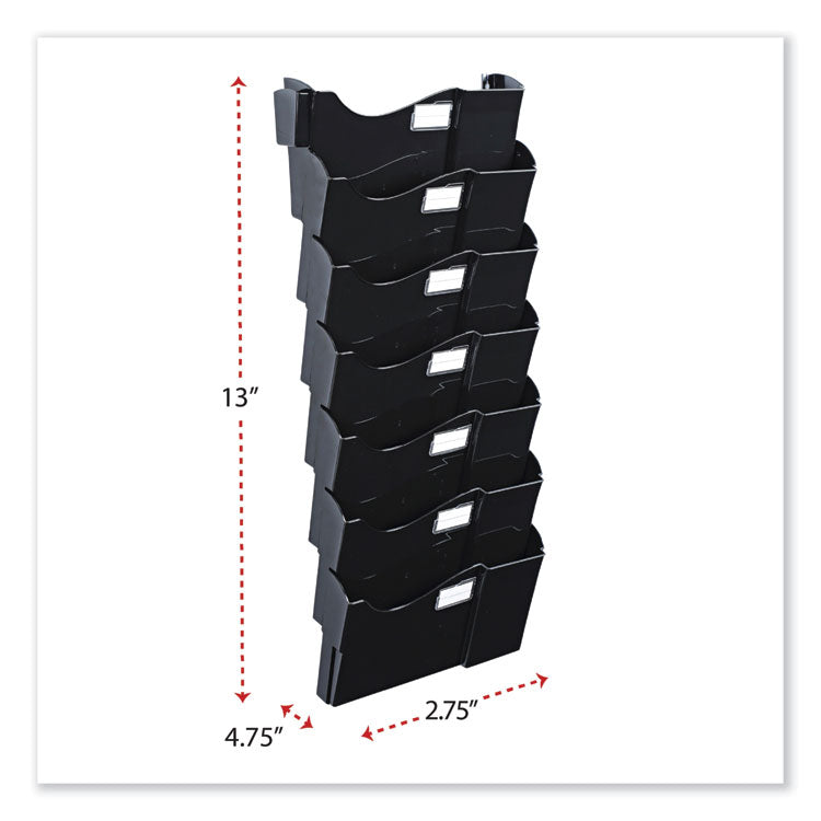 Universal® Grande Central Filing System, 7 Sections, Legal/Letter Size, Wall Mount, 16" x 4.75" x 38.25", Black, 7/Pack (UNV08174) Pack of 7